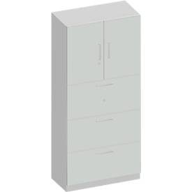 Schäfer Shop Genius Kombischrank TETRIS SOLID, 5 OH, B 800 mm, oben Flügeltüren, unten HR-Auszüge, silber/weissalu