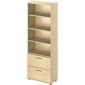 Schäfer Shop Genius Kombischrank TETRIS WOOD, 6 OH, H 2270 mm, 2 Hängeregistraturauszüge, Höhe inkl. Gleiter, Ahorn-Dekor