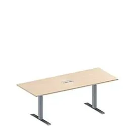 Schäfer Shop Genius Konferenztisch MODENA FLEX, 3-fach Anschluss, Rechteck, T-Fuss Rechteckrohr, B 2000 x T 800 x H 650-850 mm, Ahorn/weissalu