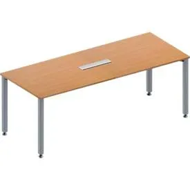 Schäfer Shop Genius Konferenztisch MODENA FLEX, 6-fach Anschluss, Rechteck, 4-Fuss Quadratrohr, B 2000 x T 800 x H 720-840 mm, Buche/weissalu