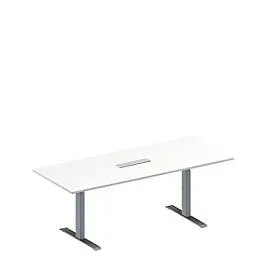 Schäfer Shop Genius Konferenztisch MODENA FLEX, 6-fach Anschluss, Rechteck, T-Fuss Rechteckrohr, B 2000 x T 800 x H 650-850 mm, weiss/weissalu