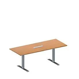 Schäfer Shop Genius Konferenztisch MODENA FLEX, 6-fach Anschluss, Rechteck, T-Fuss Rechteckrohr, B 2000 x T 800 x H 650-850 mm, Buche/weissalu