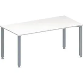 Schäfer Shop Genius Konferenztisch MODENA FLEX, Rechteck, 4-Fuss Quadratrohr, B 1600 x T 800 x H 720-840 mm, weiss/weissaluminium RAL 9006