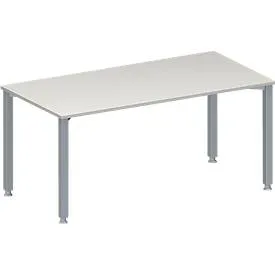 Schäfer Shop Genius Konferenztisch MODENA FLEX, Rechteck, 4-Fuss Quadratrohr, B 1600 x T 800 x H 720-840 mm, lichtgrau/weissaluminium RAL 9006