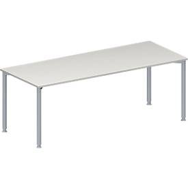Schäfer Shop Genius Konferenztisch MODENA FLEX, Rechteck, 4-Fuss Rundrohr, B 2000 x T 800 x H 720-840 mm, lichtgrau/weissaluminium RAL 9006