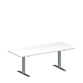 Schäfer Shop Genius Konferenztisch MODENA FLEX, Rechteck, T-Fuss Rechteckrohr, B 2000 x T 800 x H 650-850 mm, weiss/weissaluminium RAL 9006