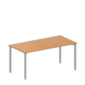 Schäfer Shop Genius Konferenztisch, Rechteck, 4-Fuss Rundrohr, B 1600 x T 800 x H 720-840 mm, Buche/weissaluminium RAL 9006