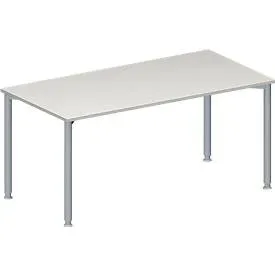 Schäfer Shop Genius Konferenztisch, Rechteck, 4-Fuss Rundrohr, B 1600 x T 800 x H 720-840 mm, lichtgrau/weissaluminium RAL 9006