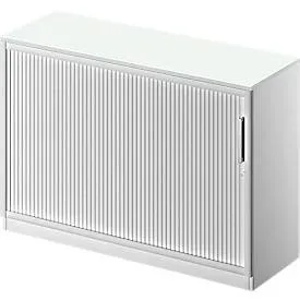 Schäfer Shop Genius Querrollladenschrank TETRIS SOLID, 2 OH, B 1200 x T 413 x H 818 mm, mit Boden und Abdeckplatte, lichtgrau/weissalu