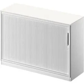 Schäfer Shop Genius Querrollladenschrank TETRIS SOLID, 2 OH, B 1200 x T 413 x H 818 mm, mit Boden und Abdeckplatte, weiss/weissalu