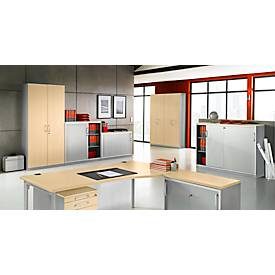 Schäfer Shop Genius Querrollladenschrank TETRIS SOLID, 3 OH, B 1200 x T 413 x H 1170 mm, mit Böden und Abdeckplatte, Ahorn/weissalu