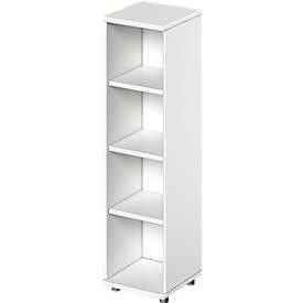 Schäfer Shop Genius Regal TETRIS WOOD, 4 OH, Höhe inkl. Gleiter, B 400 mm, weiss