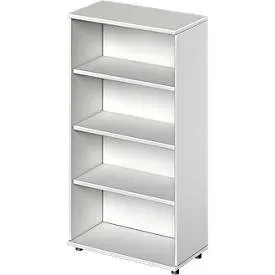 Schäfer Shop Genius Regal TETRIS WOOD, 4 OH, Höhe inkl. Gleiter, B 800 mm, lichtgrau