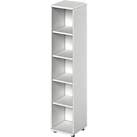 Schäfer Shop Genius Regal TETRIS WOOD, 5 OH, Höhe inkl. Gleiter, B 400 mm, lichtgrau