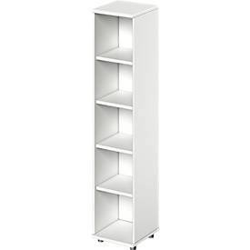 Schäfer Shop Genius Regal TETRIS WOOD, 5 OH, Höhe inkl. Gleiter, B 400 mm, weiss