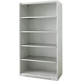 Schäfer Shop Genius Regalschrank FS, Stahl, mit Belüftungslöchern, B 1055 x T 520 x H 1950 mm, 5 OH, Lichtgrau, bis 500 kg