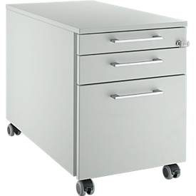 Schäfer Shop Genius Rollcontainer 126, mit Griff eckig, B 435 x H 577 mm, lichtgrau/lichtgrau/lichtgrau