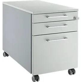 Schäfer Shop Genius Rollcontainer 126, mit Griff eckig, B 435 x H 577 mm, weissalu/lichtgrau/lichtgrau
