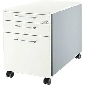 Schäfer Shop Genius Rollcontainer 126, mit Griff eckig, B 435 x H 577 mm, weissalu/weissalu/weiss
