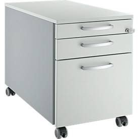 Schäfer Shop Genius Rollcontainer 126, mit Griff rund, B 435 x H 577 mm, lichtgrau/weissalu