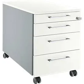 Schäfer Shop Genius Rollcontainer 1233, Griffe eckig, B 435 x H 577 mm, weissalu/weissalu/weiss
