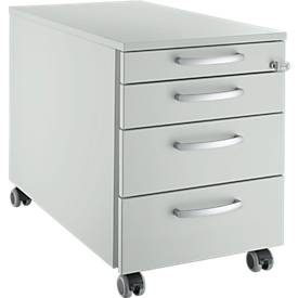 Schäfer Shop Genius Rollcontainer 1233, mit Griff rund, B 435 x H 577 mm, lichtgrau/lichtgrau/lichtgrau
