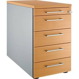 Schäfer Shop Genius Standcontainer 13333, mit Griff eckig, B 435 x H 717 mm, weissalu/weissalu/Buche-Dekor