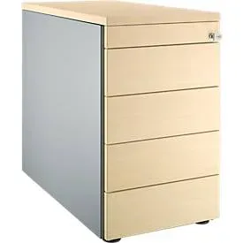 Schäfer Shop Genius Standcontainer 13333, mit Griffnut, B 435 x H 717 mm, weissalu/weissalu/Ahorn-Dekor