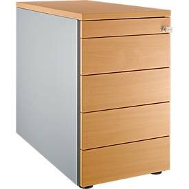 Schäfer Shop Genius Standcontainer 13333, mit Griffnut, B 435 x H 717 mm, weissalu/weissalu/Buche-Dekor