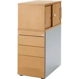 Schäfer Shop Genius Standcontainer mit Aufsatzschrank inkl. Schiebetür, komplett abschliessbar, seitliche Griffnut, buche