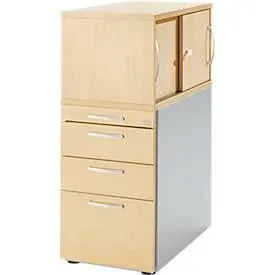 Schäfer Shop Genius Standcontainer mit Aufsatzschrank inkl. Schiebetür, komplett abschliessbar, runder Griff, ahorn
