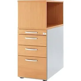 Schäfer Shop Genius Standcontainer mit Aufsatzregal, abschliessbar, runder Griff, buche