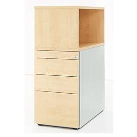 Schäfer Shop Genius Standcontainer mit Aufsatzregal, abschliessbar, seitliche Griffnut, ahorn