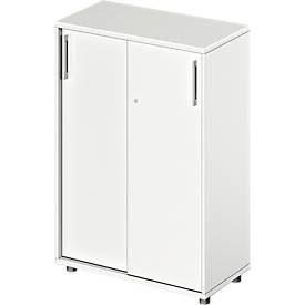 Schäfer Shop Genius Schiebetürenschrank TETRIS WOOD, 3 OH, B 800 mm, Höhe inkl. Gleiter, weiss