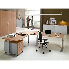 Schäfer Shop Genius Schiebetürenschrank TETRIS SOLID, 2 OH, Mitteltrennwand, B 1600 x T 413 x H 818 mm, lichtgrau/weissalu