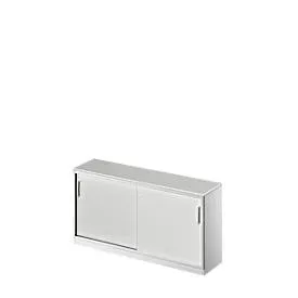 Schäfer Shop Genius Schiebetürenschrank TETRIS SOLID, 2 OH, B 1600 mm, inkl. 19 mm Abdeckplatte, lichtgrau/weissalu