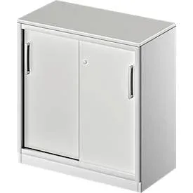 Schäfer Shop Genius Schiebetürenschrank TETRIS SOLID, 2 OH, B 800 mm, inkl. 19 mm Abdeckplatte, lichtgrau/weissalu