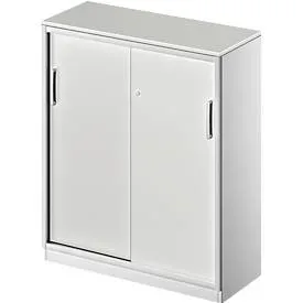 Schäfer Shop Genius Schiebetürenschrank TETRIS SOLID, 3 OH,  2 Fachböden, B 1000 mm, 19 mm Abdeckplatte, lichtgrau/weissalu