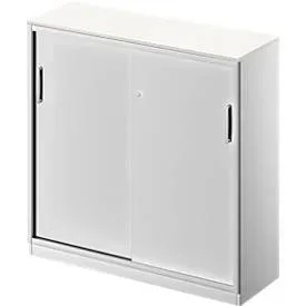 Schäfer Shop Genius Schiebetürenschrank TETRIS SOLID, 3 OH, B 1200 x H 1170 mm, Mitteltrennwand, 19 mm Abdeckplatte, weiss/weissalu