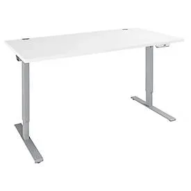 Schäfer Shop Genius Schreibtisch AERO FLEX, elektrisch höhenverstellbar, Rechteck, T-Fuss, B 1200 x T 800 x H 620-1280 mm, weiss/weissalu