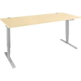 Schäfer Shop Genius Schreibtisch AERO FLEX, elektrisch höhenverstellbar, Rechteck, T-Fuss, B 1600 x T 800 x H 620-1280 mm, Ahorn/weissalu