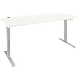 Schäfer Shop Genius Schreibtisch AERO FLEX, elektrisch höhenverstellbar, Rechteck, T-Fuss, B 1600 x T 800 x H 620-1280 mm, weiss/weissalu