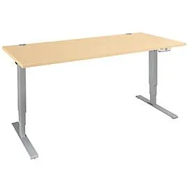 Schäfer Shop Genius Schreibtisch AERO FLEX, elektrisch höhenverstellbar, Rechteck, T-Fuss, B 1800 x T 800 x H 620-1280 mm, Ahorn/weissalu