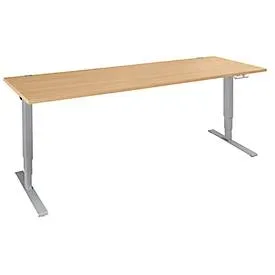 Schäfer Shop Genius Schreibtisch AERO FLEX, elektrisch höhenverstellbar, Rechteck, T-Fuss, B 2000 x T 800 x H 620-1280 mm, Buche/weissalu