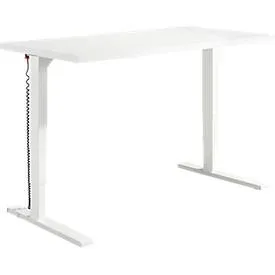 Schäfer Shop Genius Schreibtisch Elements, elektrisch höhenverstellbar, Rechteck, C-Fuss, B 1600 x T 800 x H 645-1300 mm, weiss + Technikeinbau