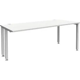 Schäfer Shop Genius Schreibtisch MODENA FLEX, 4-Fuss-Quadratrohr, verkürzte Seitenteile, B 1800 mm, lichtgrau
