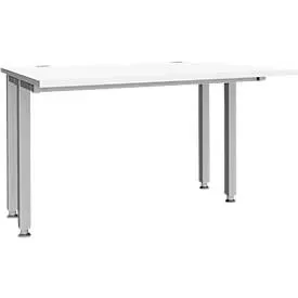 Schäfer Shop Genius Schreibtisch MODENA FLEX, 4-Fuss-Quadratrohr, verkürzte Seitenteile, B 1200 mm, weiss