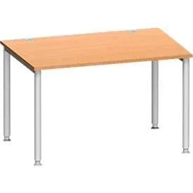 Schäfer Shop Genius Schreibtisch MODENA FLEX, 4-Fuss-Rundrohr, B 1200 x T 800 mm,Buche/weissalu