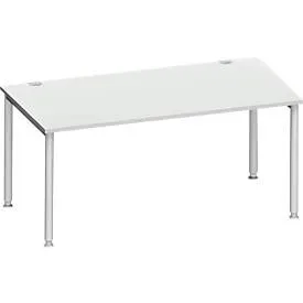 Schäfer Shop Genius Schreibtisch MODENA FLEX, 4-Fuss-Rundrohr, B 1600 x T 800 mm, lichtgrau/weissalu