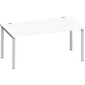Schäfer Shop Genius Schreibtisch MODENA FLEX, 4-Fuss-Rundrohr, B 1600 x T 800 mm, weiss/weissalu